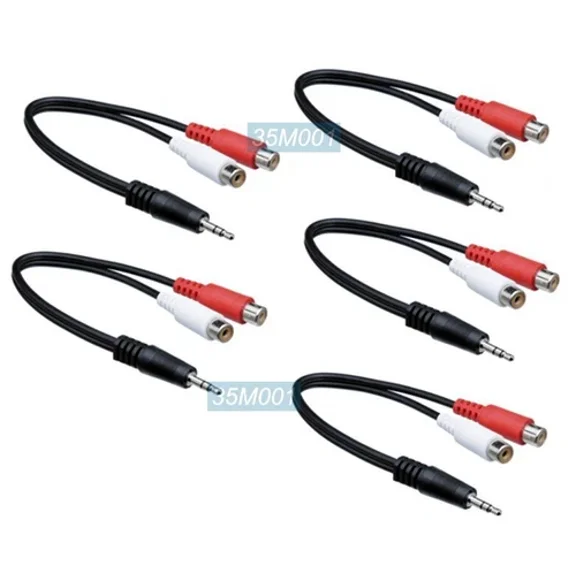 OPAL- 35Mm Male To 2 Rca Female Audio Adapter Cables - Pack Of 5