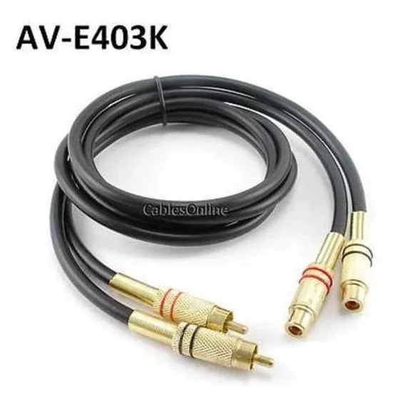 OPAL- 3Ft Premium 2-Rca Gold Plated Male/Female Extension Cable, Cablesonline Av-E403K