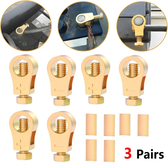 OPAL- 3Pairs Cable Clamp Battery Connection Clip Car Battery Pure Copper Terminal Wire