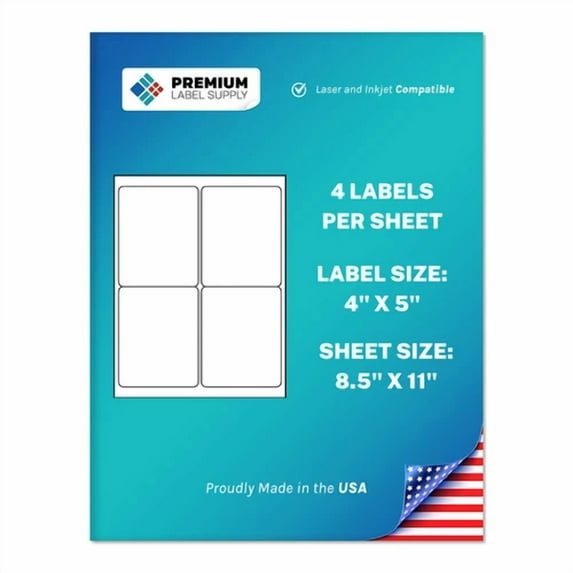 OPAL- 400 4" X 5" Self Adhesive Shipping Labels 4 Per Sheet 100 Sheets * 4 Up *