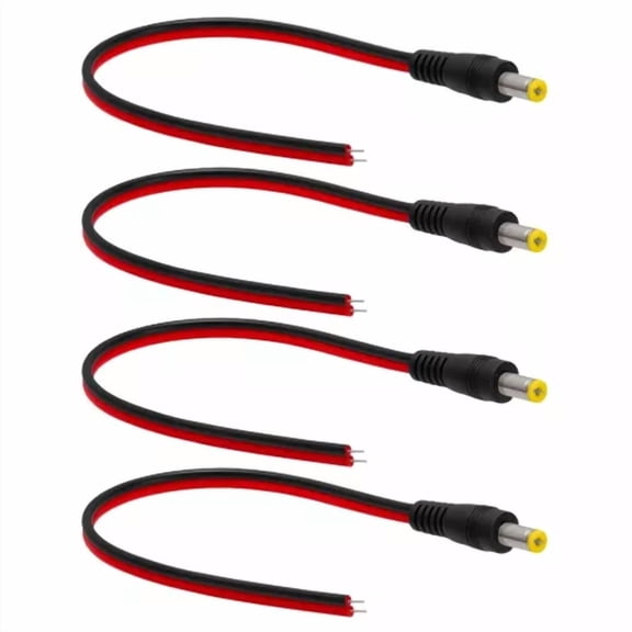 OPAL- 4X 8" Cctv Male Power Pigtails Plug Lead Coax Cable Connector Security Cameras