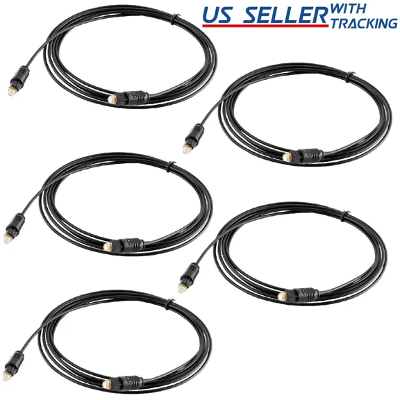 OPAL- (5-Pack) 6 Ft Digital Fiber Optic Audio Cable Cord Optical Spdif Toslink