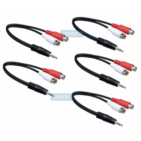 OPAL- 5 Pack Of 2 Rca Female To 35Mm Male Audio Adapter Cables