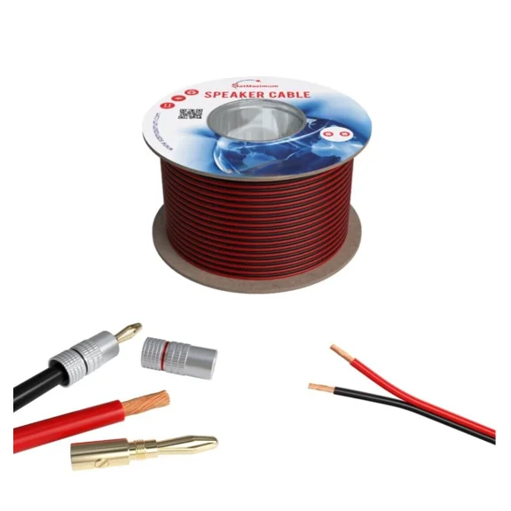 OPAL- 50Ft Speaker Cable 16Awg Cl3 Rated Bulk In Wall Audio Wire 16/2 Gauge Black/Red