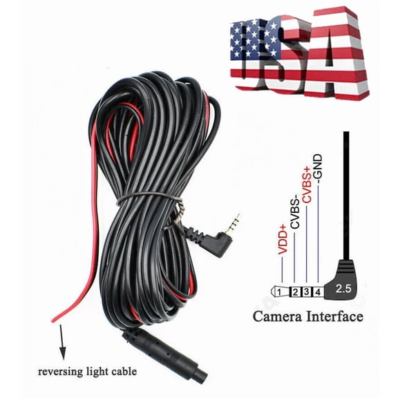 OPAL- 5Pin 2.5Mm Jack Rca Video Extension Cable For Dash Cam Backup Camera Reverse 10M