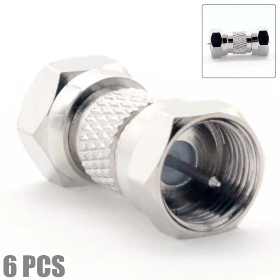 OPAL- 6 Pcs F-Type Male To Male Inline Coupler Coaxial Adapter Cable Connector Nickel