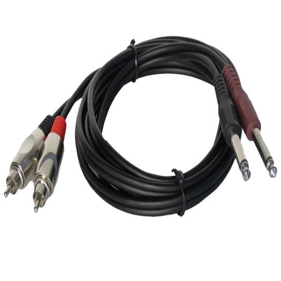 OPAL- 6Ft 2-1/4In (6.3Mm) Mono Male To 2-Rca Male Audio Cable For Pa Dj Audio System