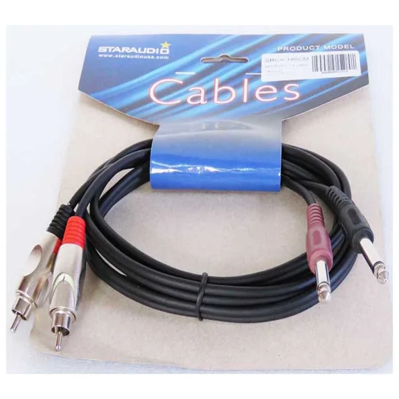 OPAL- 6Ft 2-1/4In (6.3Mm) Mono Male To 2-Rca Male Audio Cable For Pa Speaker Dj System
