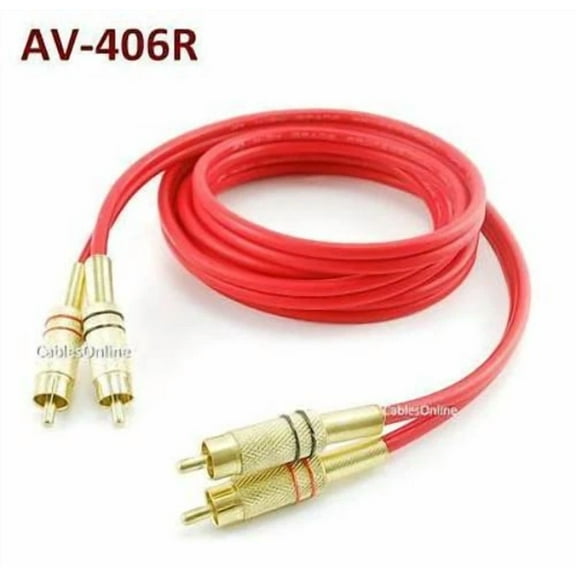 OPAL- 6Ft 2-Rca Male/Male Gold-Plated Red Flexible Audio Cable, Cablesonline Av-406R