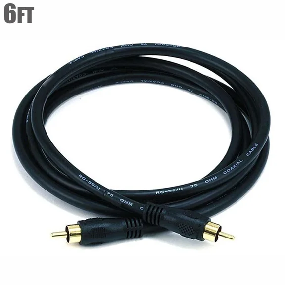 OPAL- 6Ft Rca Digital Coax Coaxial Audio Video Cable Composite Subwoofer Cable Cord