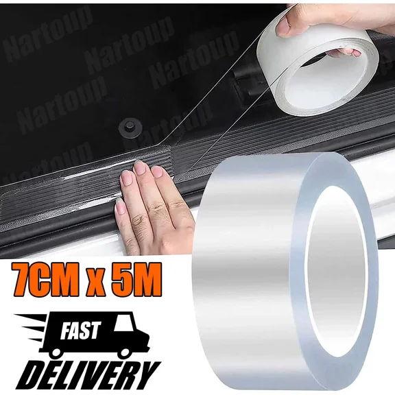 OPAL- 7Cm*5M Clear Fiber Car Sticker Door Sill Scuff Anti Scratch Tape Protection Film