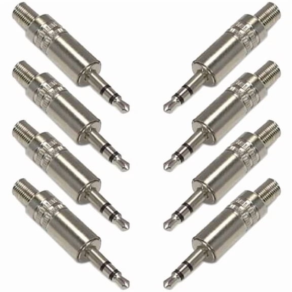 OPAL- 8 Pcs 3.5Mm 1/8" Stereo Metal Plug Audio Connector Adapter Solder Type Nickel