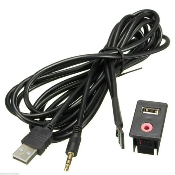 OPAL- Audio Usb 3.5Mm Aux Adapter Dash Flush Mount Panel W/1.5M Cable For Car Boat H