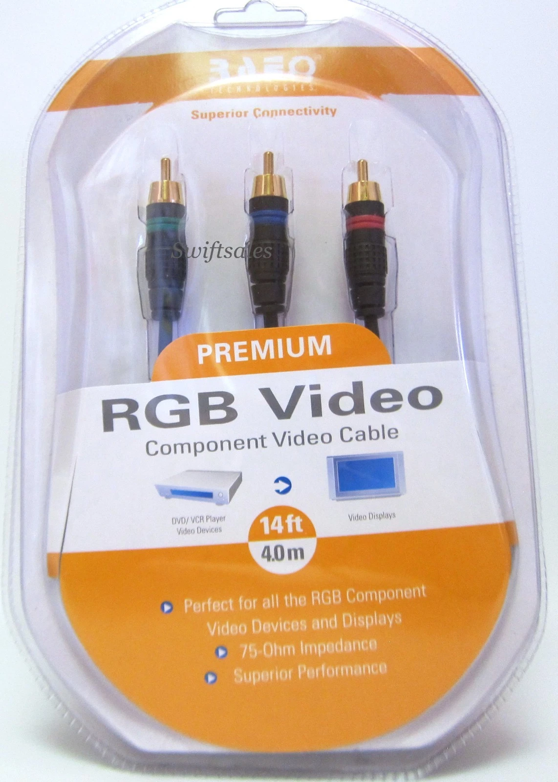 OPAL- Bafo Premium 24K Gold Plated Rgb Component Video Cable 14' 14Ft ...