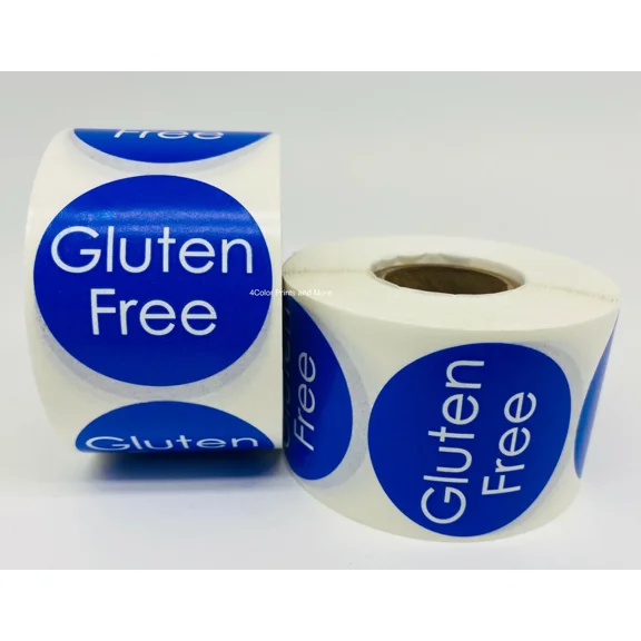 OPAL- Blue Gluten Free Food Labels | 1.5" Round Self-Adhesive Label | 2 Rls 500 Ea