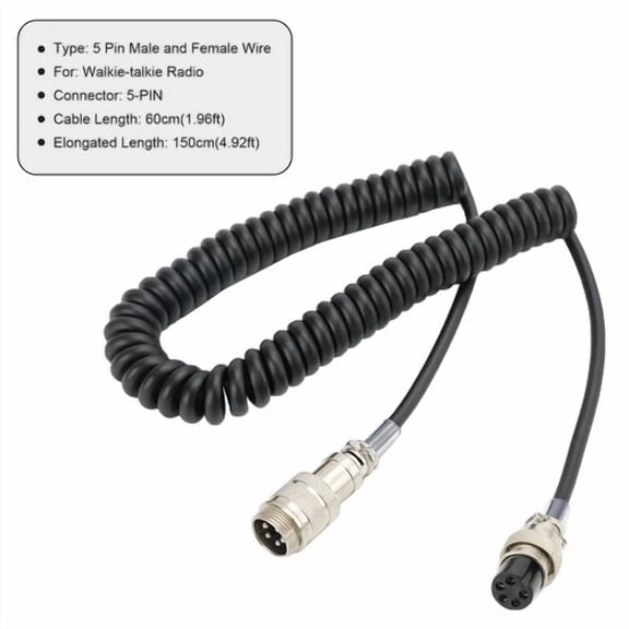 OPAL- Cb Hand Microphone Male Female 5Pin Extension Cable Radio Microphone Replacement
