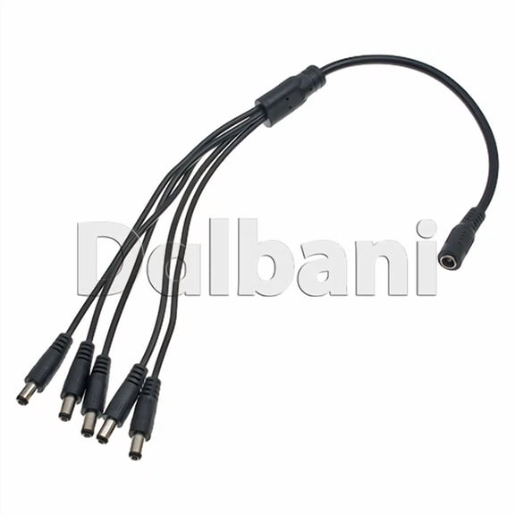 OPAL- Dc Power Spliter Cable Dc Plug To 5 Dc Plug For Security Camera Black