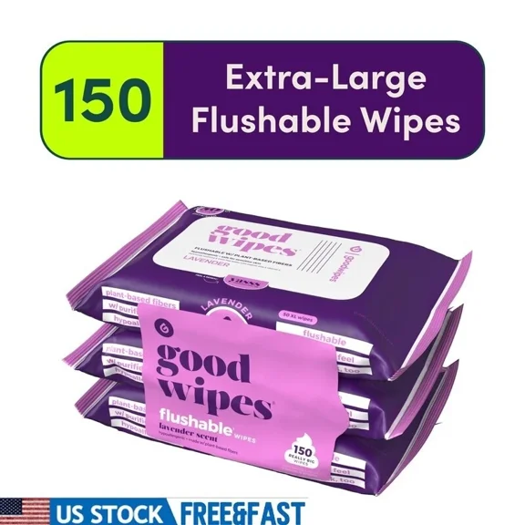 OPAL- Flushable Butt Wipes Lavender Scented 150Ct Biodegradable Soft Strong Wipes New