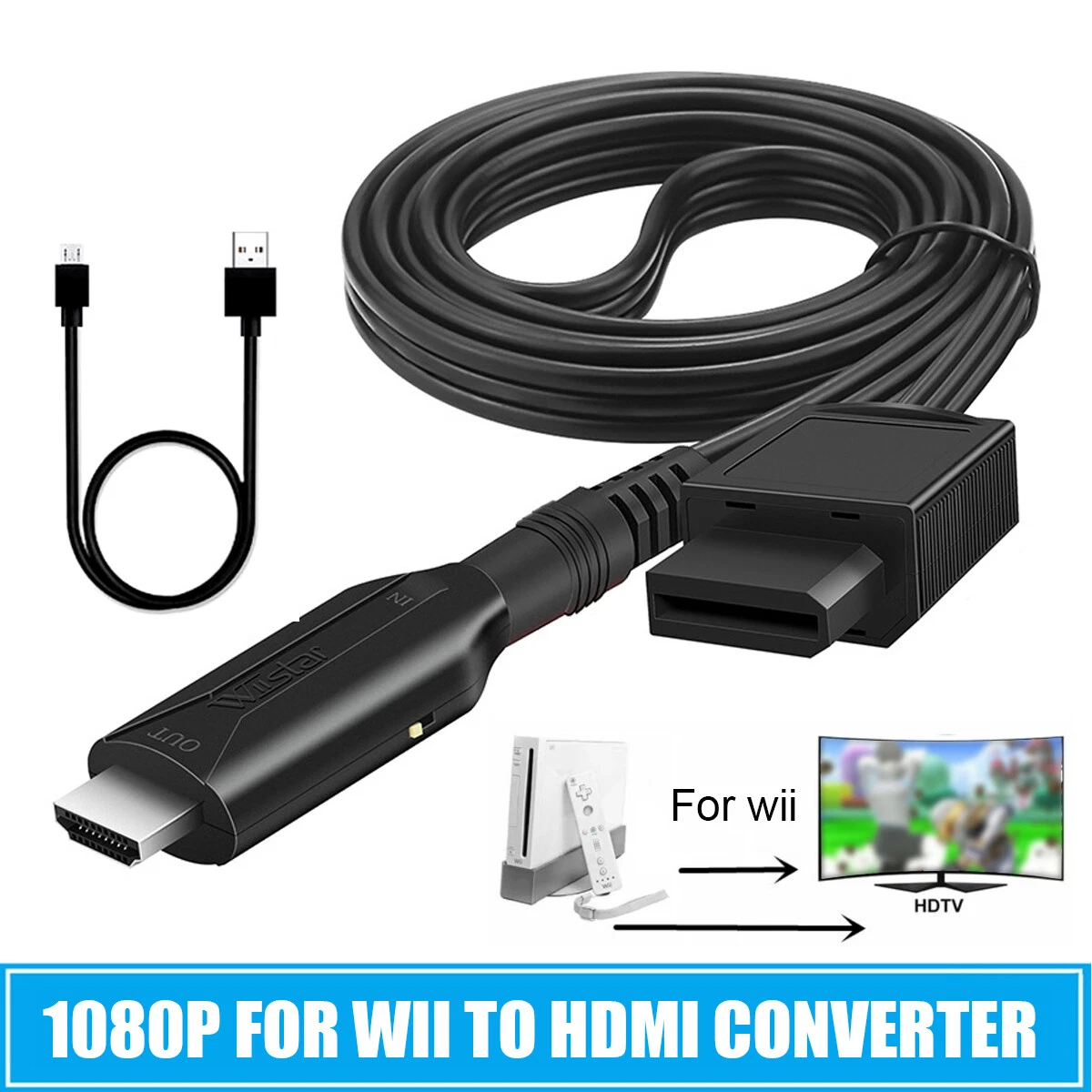 OPAL- For Wii Input To Hdmi Converter Hd Video Audio Output Adapter For Nintendo.