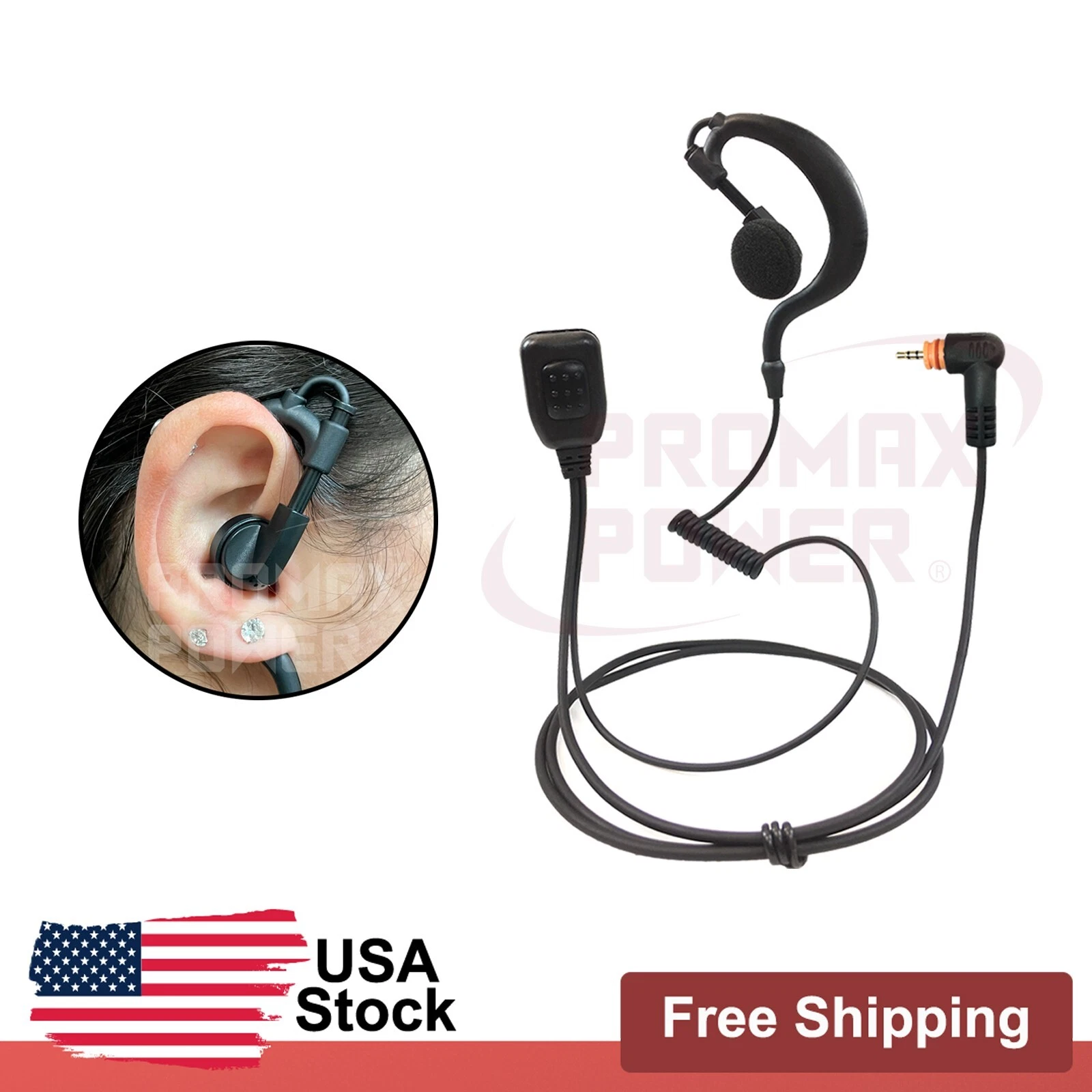 OPAL- G-Shape Swivel Ptt Earpiece For Motorola Radios Sl300, Sl3500E, Sl7580, Tlk100