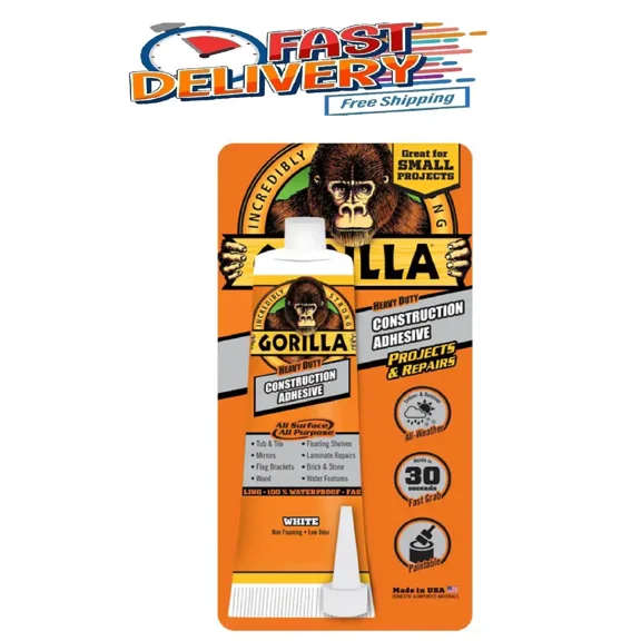 OPAL- Gorilla 2.5 Oz. Construction Adhesive Tube, All Weather Indoor And Outdoor