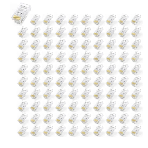 OPAL- Installercctv Cat6/6A Rj45 Connectors, Ethernet Cable Plug 3 Prong 8P8C,100Pcs