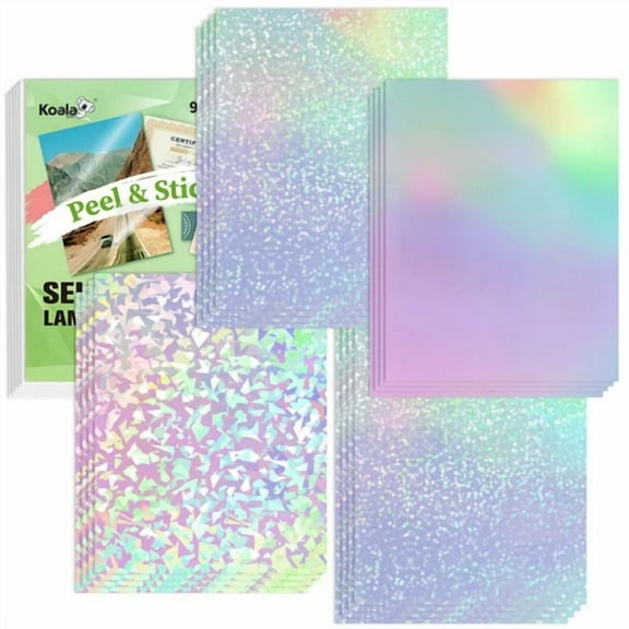 OPAL- Mixed 25P Koala Clear Self-Adhesive Laminating Sheet A4 Holographic Overlay Film