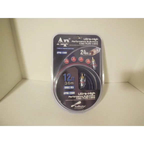 OPAL- New Audiopipe Ultra High Performance 12 Ft Subwoofer Coax Audio Cable Appro12Sum