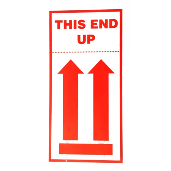 OPAL- This End Up 4"X8" Double Arrow Pallet Labels | Adhesive | 250 Labels