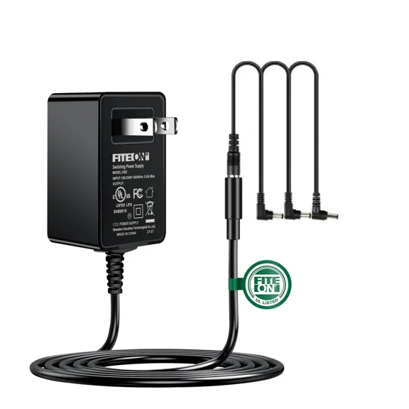 OPAL- Ul 5Ft Guitar Pedal Power Adapter 9V 1A & 3 Way Splitter Cables For Boss Joyo