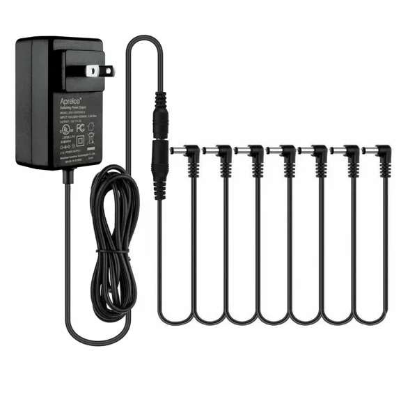OPAL- Ul 9V 1A Guitar Effect Pedal Power Supply Adapter + 7 Way Daisy Chain Cable Kit