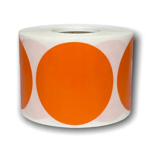 OPAL- Zebra Rollo 2" Round Orange Direct Thermal Labels Self-Adhesive Stickers 750 Pcs