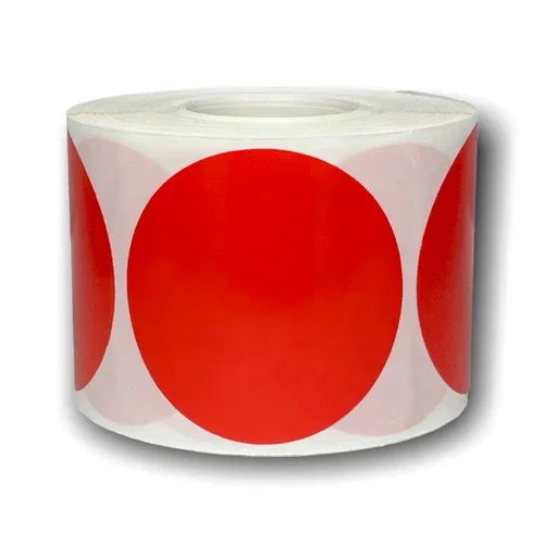 OPAL- Zebra Rollo 2" Round Red Direct Thermal Labels Self-Adhesive Stickers 750 Pcs
