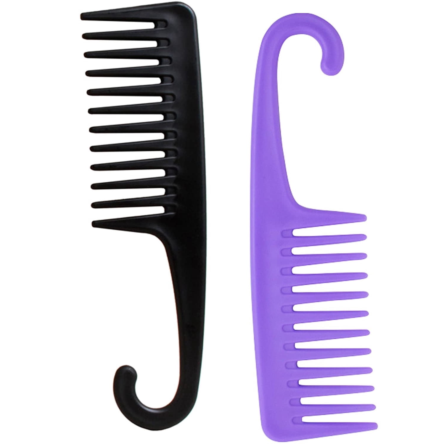 OPALESQU 2PCS Wide Tooth Shower Combs with Hook for Wet dry Curly Hair ...
