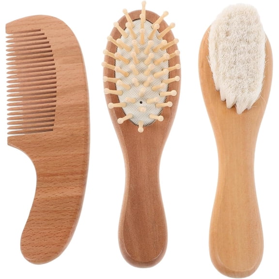 OPALESQUE 1 Set Newborn Hairbrush with Soft Wool Bristles Baby Grooming Brush Comb for Boys Girls and Toddlers - Ideal for Bathing and Daily Use