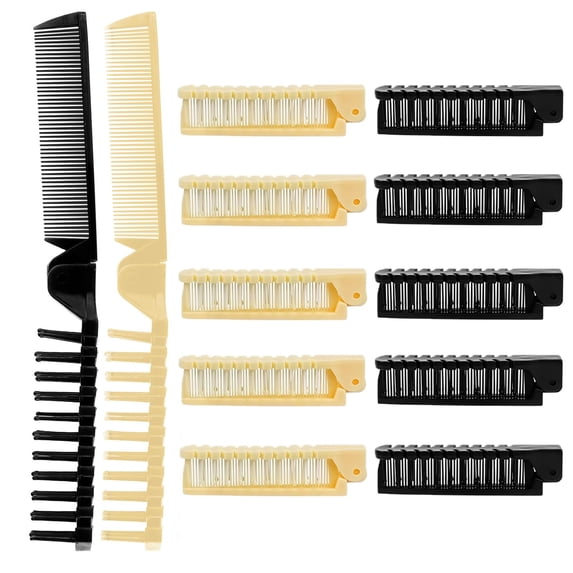 OPALESQUE 12pcs Mini Hair Brush, Travel Comb for Women, Folding Hair Brush Double Headed for Purse Pockets Suitable for Any Hairstyle (Black&Yellow)