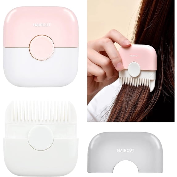 OPALESQUE 2 PCS 2-in-1 Hair Trimmer Comb,Split Ends Hair Trimmer,Mini Portable Hair Breakage Tool, Dual-Sided Design with Cover, for Thinning Hair Cutting and Styling Scissors Hairdressing