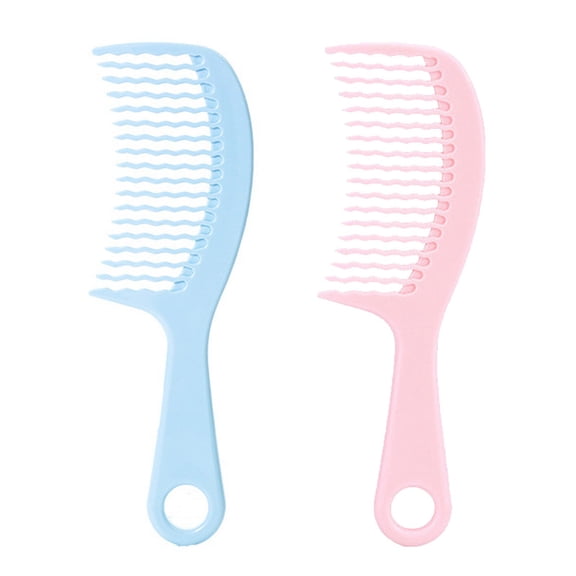 OPALESQUE 2 PCS Brush Detangling Comb, Wave Tooth Design, For Wet or Dry Hair, No Pulling or Tugging, Prevents Snagging & Breakage (blue+pink)