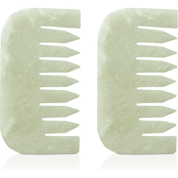 OPALESQUE 2 PCS Jade Combs Massage Hair Scalp Comb Facial Massage Tool Multifunctional Handheld Head Tools Head Caring Therapy Mother's Day Gift(Square Style)