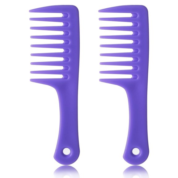 OPALESQUE 2 PCS Mini Wide Tooth Comb, Portable Detangling Comb, Plastic Curl Comb, Big Tooth Combs for Women Hair Styling Comb Travel Size Comb for Curly Hair Long Hair and Wet Hair (Purple)