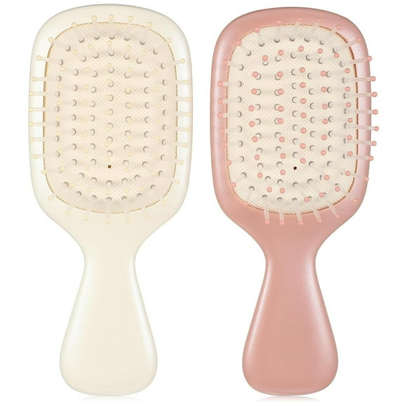 OPALESQUE 2 Pack Mini Hair Bursh Protable Travel Size Hair Brush Soft Bristles Wet Dry Pockets Purses Hairbrush Small Mini Detangler Paddle Comb for Women Men Kids