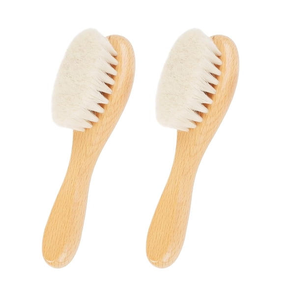 OPALESQUE 2 Pcs Baby Hair Brush, with Wooden Handle, Natural Soft Goat Bristles Cradle Cap Brush for Newborns & Toddlers