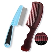 OPALESQUE 2 Pcs Dandruff Comb, Scalp Sweep Detoxing Hair brush Set for Dandruff Removal, Scalp Build Up Remover and Stainless Steel Fine Tooth Comb, Massage Brush for Women Men