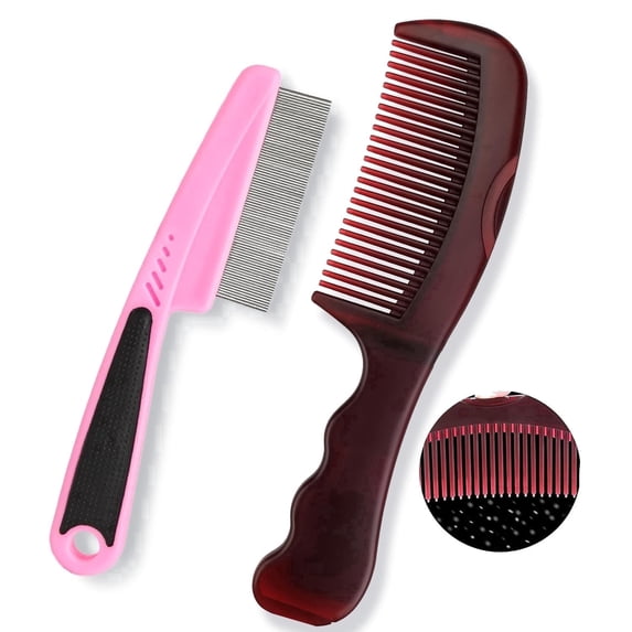 OPALESQUE 2 Pcs Dandruff Comb, Scalp Sweep Detoxing Hair brush Set for Dandruff Removal, Scalp Build Up Remover and Stainless Steel Fine Tooth Comb, Massage Brush for Women Men