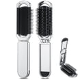 thumbnail image 1 of OPALESQUE 2 Pcs Folding Hair Brush with Mirror Portable Mini Hair Brush Small Compact Pocket Comb for Family Travel Car Gym Wig Bag Purse Gift (Silver), 1 of 7