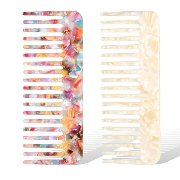 OPALESQUE 2 Pcs Mini Comb Wide Tooth Detangling Comb Wet Hair Comb Tortoise Shell Comb Anti-Static Pocket Size Comb Small Wide Tooth Combs for Women Curly Wavy Long Hair Care Wet and Dry