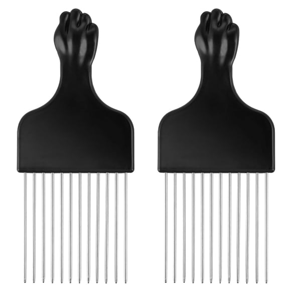 OPALESQUE 2Pcs Metal Hair Comb Picks for Black Curly Hairstyling - Afro Pick for Men and Women