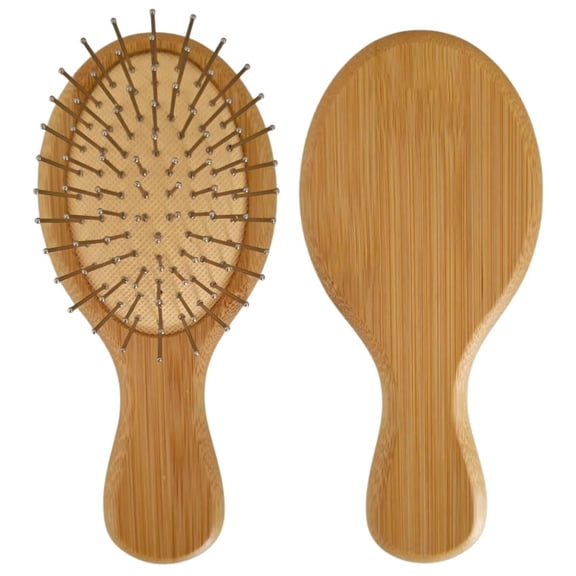 OPALESQUE 2pcs Wooden Paddle Brush Metal Bristle Hair Brush for Women and Men, Anti-frizz Detangling Hairbrush Comb for Curly Straight Fine Wet Dry Hair, Massage Scalp, Reduce Static
