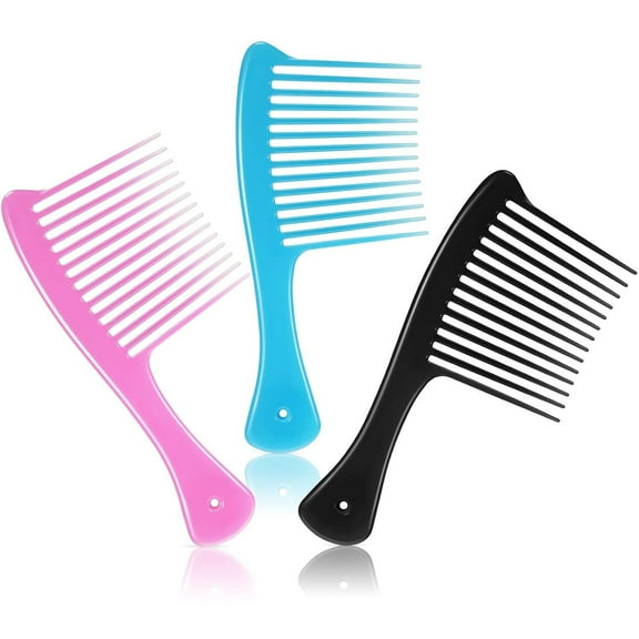 OPALESQUE 3 Pieces Wide Tooth Comb Jumbo Rake Comb, Detangler Salon Shampoo for Long, Curly and 4c Hair