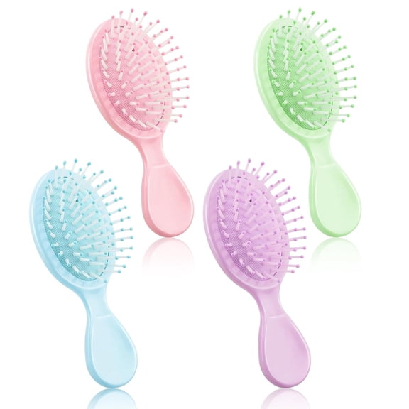 OPALESQUE 4 PCS Mini Wet Hair Brush for Women Teens Girls, Small Hair Brush for Pockets, Bachelorette Party Favors, Bridesmaid Gift, Spa Party Supplies, Travel Mini Brush